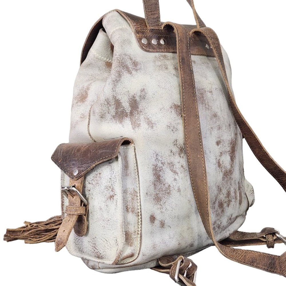 FREEBIRD BY STEVEN BROOKLYN ICE BROWN DISTRESSED LEATHER XL FULL SIZE BACKPACK - Picture 7 of 9